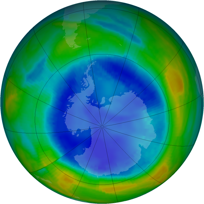 Antarctic ozone map for 20 August 1999